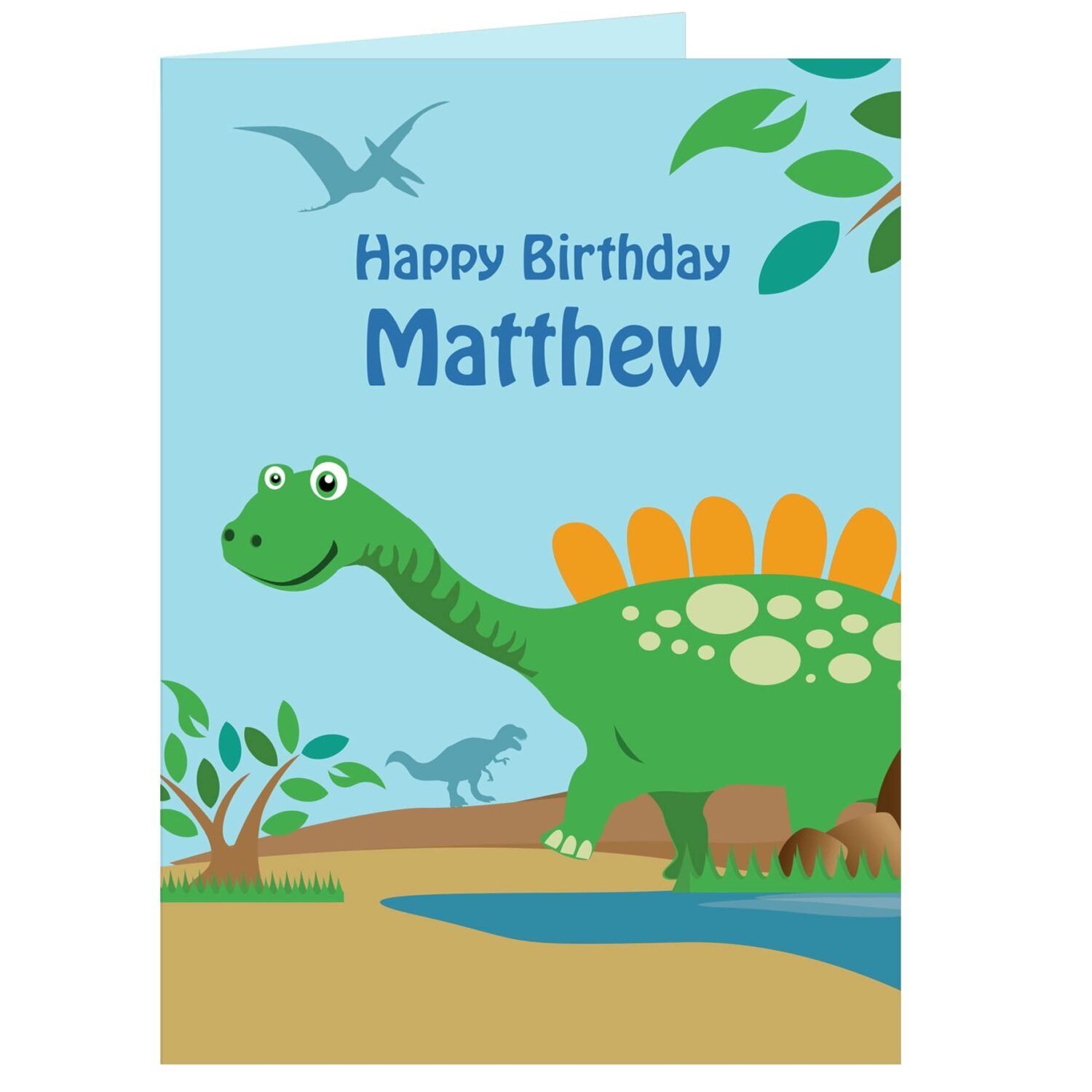 GC00457 Personalised Children's Dinosaur Themed Greeting Card Personalised Children's Dinosaur Themed Greeting Card - Image 1