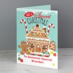 Personalised Gingerbread House Design 'Have A Sweet Christmas' Greeting Card