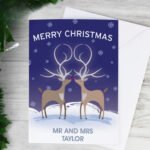Personalised Reindeer Couple 'Merry Christmas' Card
