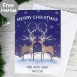 Personalised Reindeer Couple 'Merry Christmas' Greeting Card - Image 2