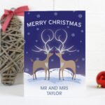 Personalised Reindeer Couple 'Merry Christmas' Greeting Card - Image 3