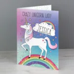Personalised Rainbow Unicorn Design Greeting Card