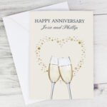 Personalised Gold Champagne Flutes & Heart Design Greeting Card - Image 3