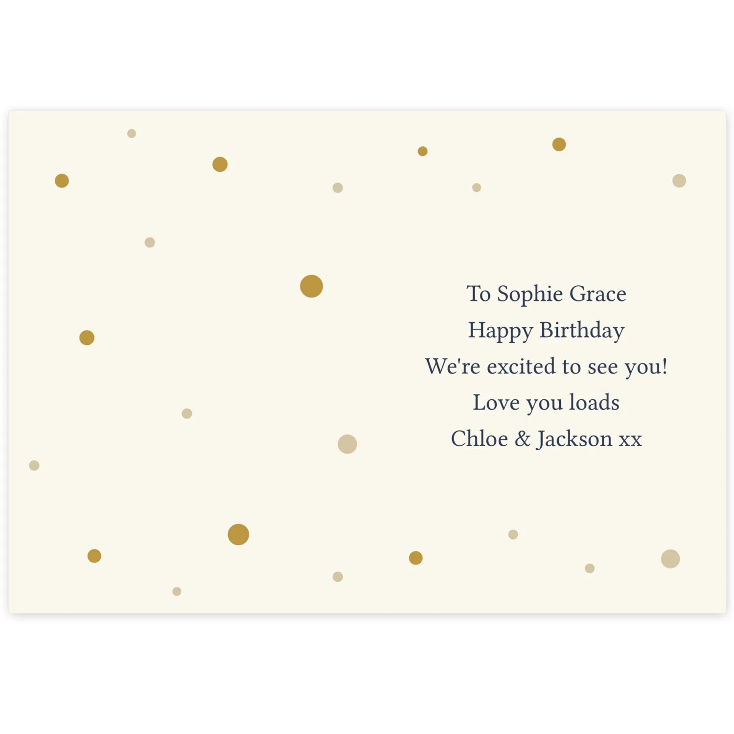 Personalised Gold Champagne Flutes & Heart Design Greeting Card - Image 3