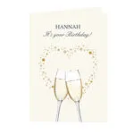 Personalised Gold Champagne Flutes & Heart Design Greeting Card - Image 4
