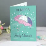 Personalised 'Baby Shower' Umbrella Design Greeting Card