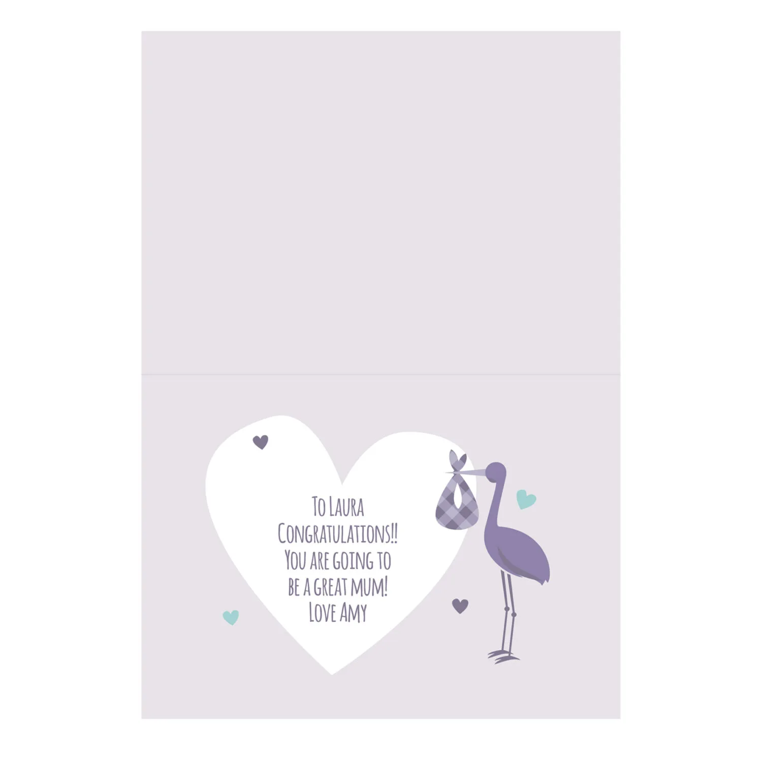 Personalised 'Mum To Be' Stork Design Greeting Card - Image 3