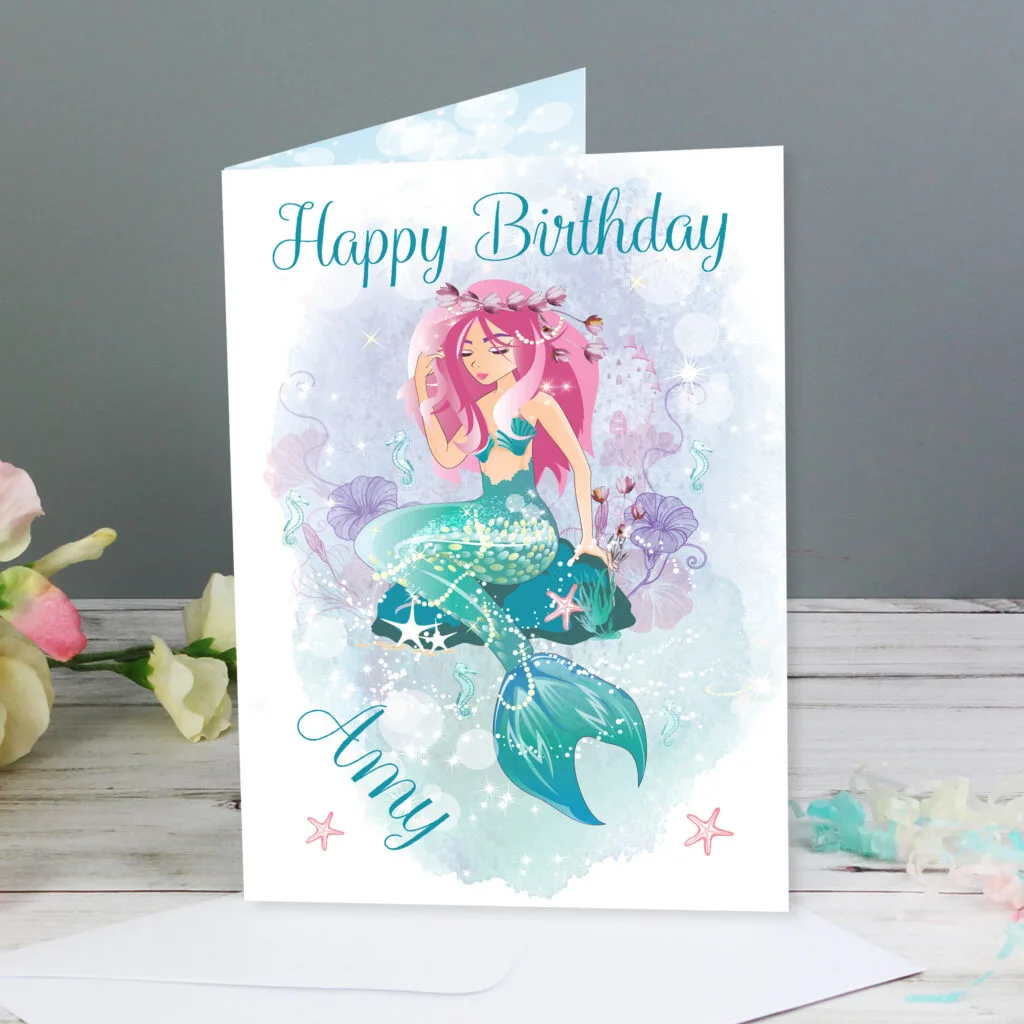 GC00538 Personalised Mermaid Design Greeting Card