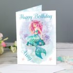 Personalised Mermaid Design Greeting Card