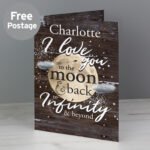 Personalised 'I Love You To The Moon & Back To Infinity & Beyond' Greeting Card - Image 2