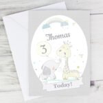 Personalised Children's Hessian Giraffe & Elephant Design Birthday Card - Image 2