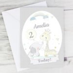 Personalised Children's Hessian Giraffe & Elephant Design Birthday Card - Image 3