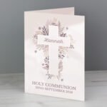 Personalised Floral Cross Design Greeting Card