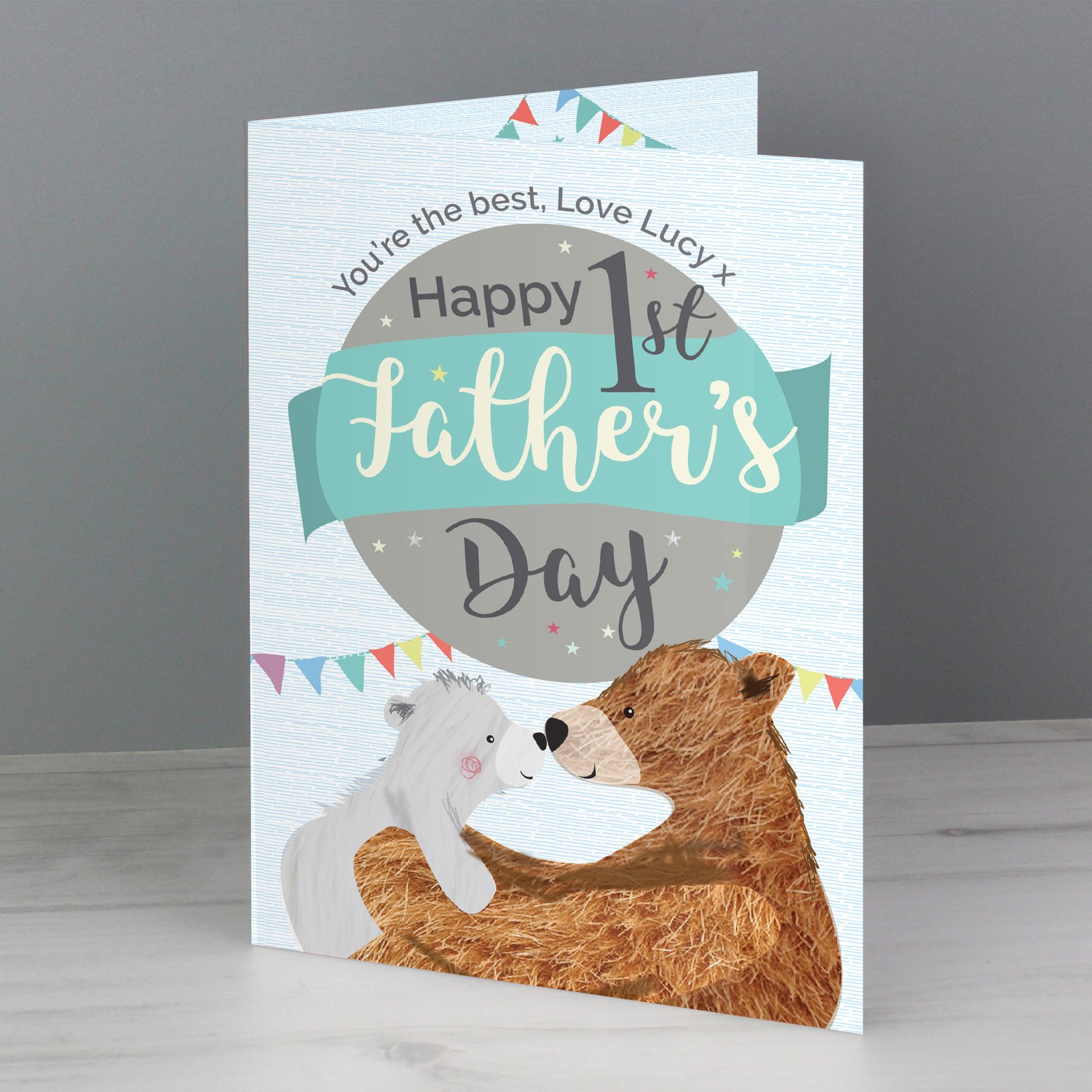 GC00587 Personalised Daddy Bear 'Happy 1st Father's Day' Card Personalised Daddy Bear 'Happy 1st Father's Day' Card - Image 1
