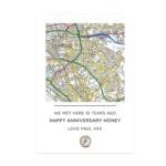 Personalised Present Day Map Compass Motif Greeting Card - Image 5