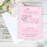 Personalised Pink ’10 Little Fingers & 10 Little Toes’ Baby Card