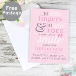Personalised Pink ’10 Little Fingers & 10 Little Toes’ Baby Card - Image 4