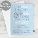 Personalised Blue '10 Little Fingers & 10 Little Toes' Baby Card - Image 3