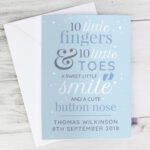 Personalised Blue '10 Little Fingers & 10 Little Toes' Baby Card - Image 4