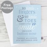 Personalised Blue '10 Little Fingers & 10 Little Toes' Baby Card - Image 5