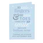 Personalised Blue '10 Little Fingers & 10 Little Toes' Baby Card - Image 6