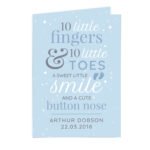 Personalised Blue '10 Little Fingers & 10 Little Toes' Baby Card - Image 8