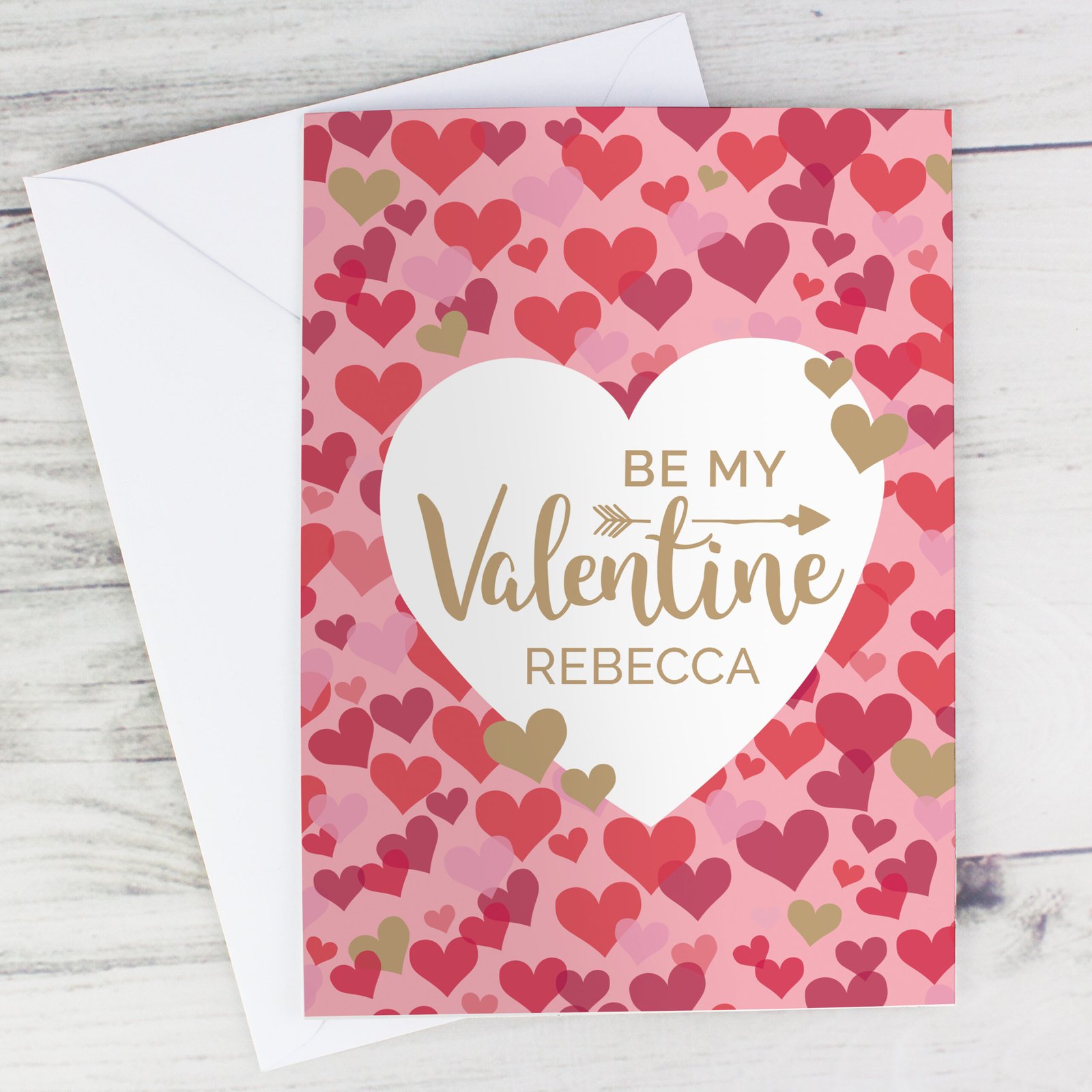 GC00623 Personalised 'Be My Valentine' Confetti Hearts Design Card Personalised 'Be My Valentine' Confetti Hearts Design Card - Image 1