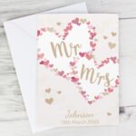 Personalised 'Mr & Mrs' Wedding/Anniversary Confetti Hearts Design Card