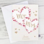 Personalised 'Mr & Mrs' Wedding/Anniversary Confetti Hearts Design Card - Image 3