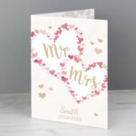 Personalised 'Mr & Mrs' Wedding/Anniversary Confetti Hearts Design Card - Image 4