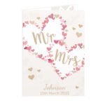Personalised 'Mr & Mrs' Wedding/Anniversary Confetti Hearts Design Card - Image 5