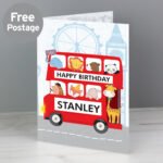 Personalised London Bus & Animals Birthday Card - Image 3