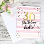 Personalised Gold Numbers & Pink Stripe Design Birthday Card