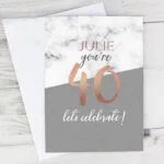 Personalised Marble & Rose Gold Numbers Design Birthday Card