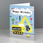 Personalised Children's Digger Themed Birthday Card