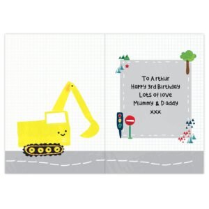 GC00631 Personalised Children's Digger Themed Birthday Card 2
