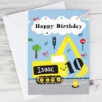 Personalised Children's Digger Themed Birthday Card - Image 4
