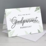 Personalised 'Godparent' Leaves Design Greeting  Card