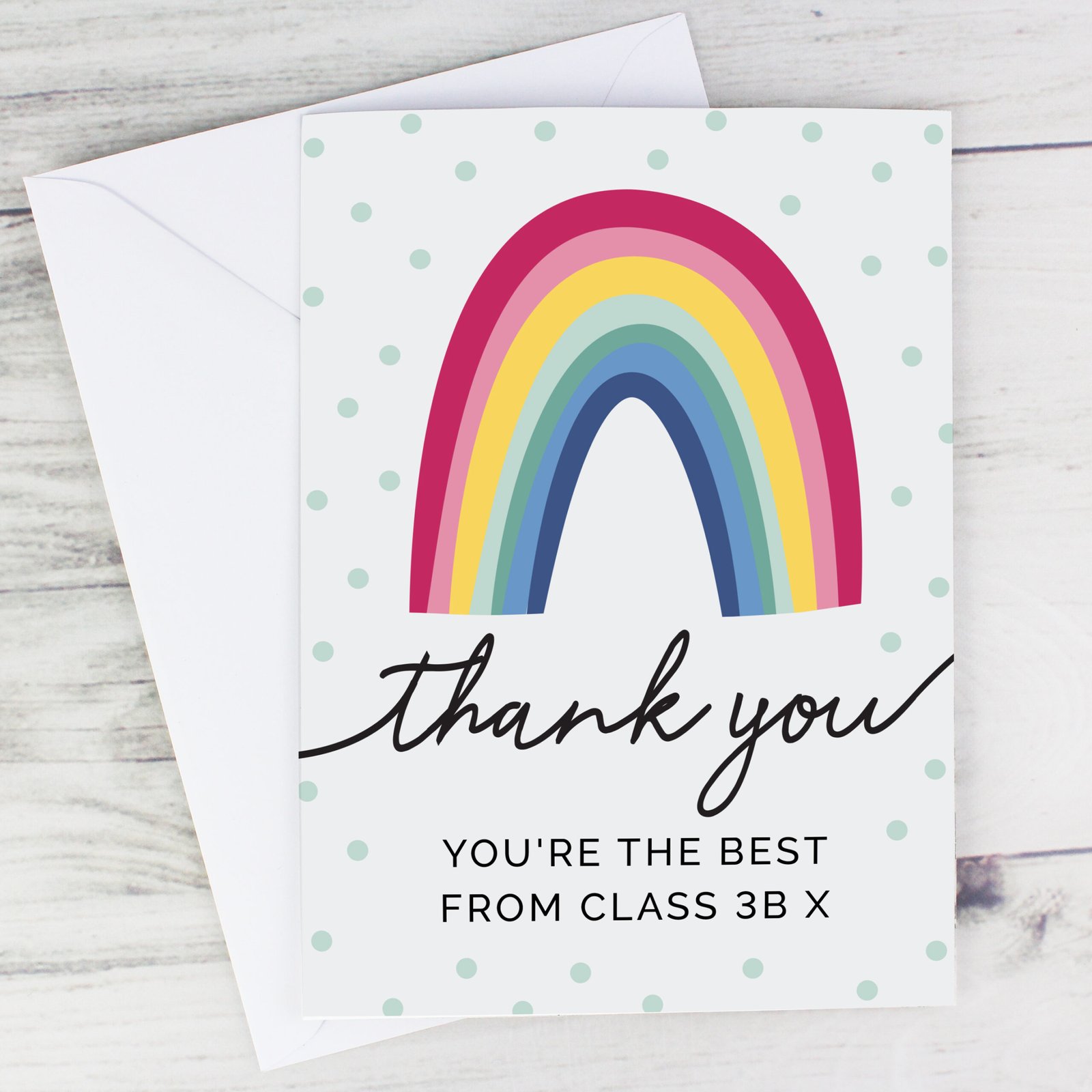 GC00670 Personalised Rainbow Design 'Thank You' Card Personalised Rainbow Design 'Thank You' Card - Image 1