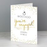 Personalised 'You're Engaged!' Gold Confetti Design Card