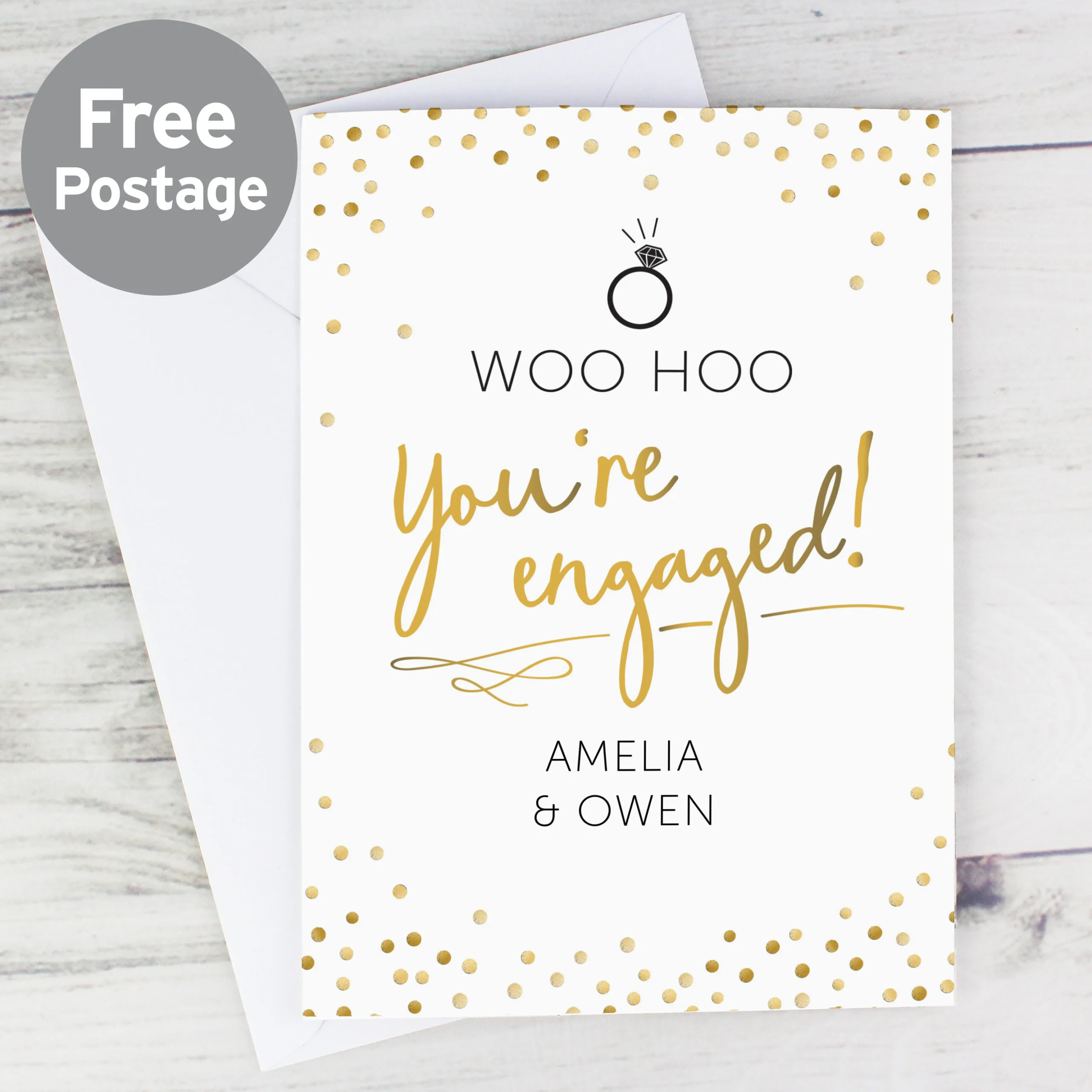 Personalised 'You're Engaged!' Gold Confetti Design Card - Image 3