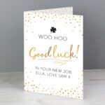 Personalised 'Good Luck!' Gold Confetti Design Card
