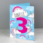 Personalised Children's Unicorn Design Birthday Card