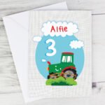 Personalised Children's Tractor Themed Birthday Card