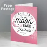 Personalised 'Love You To The Moon & Back' Pink Card - Image 4