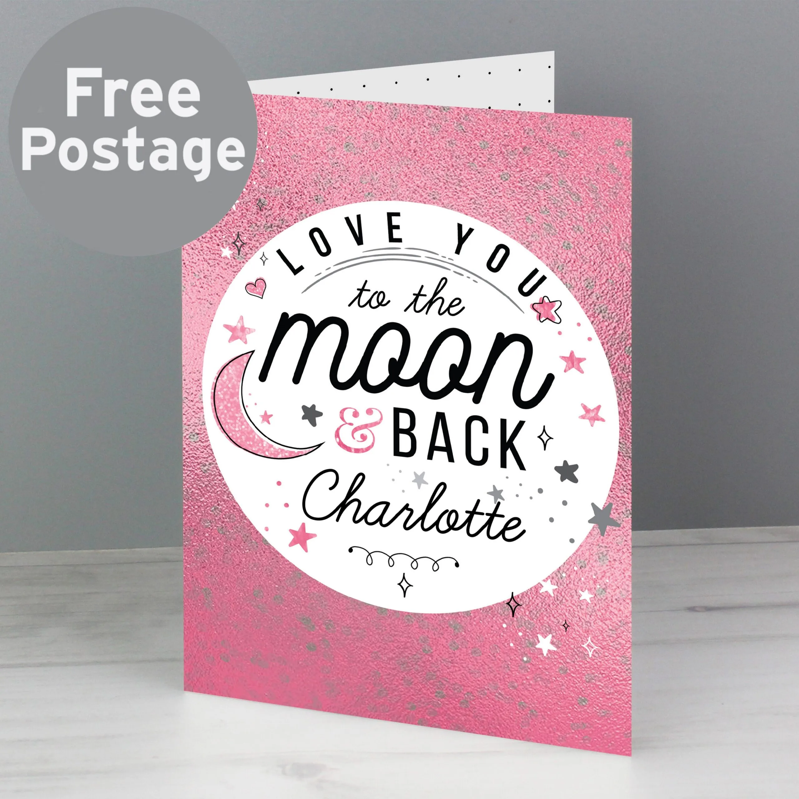Personalised 'Love You To The Moon & Back' Pink Card - Image 4