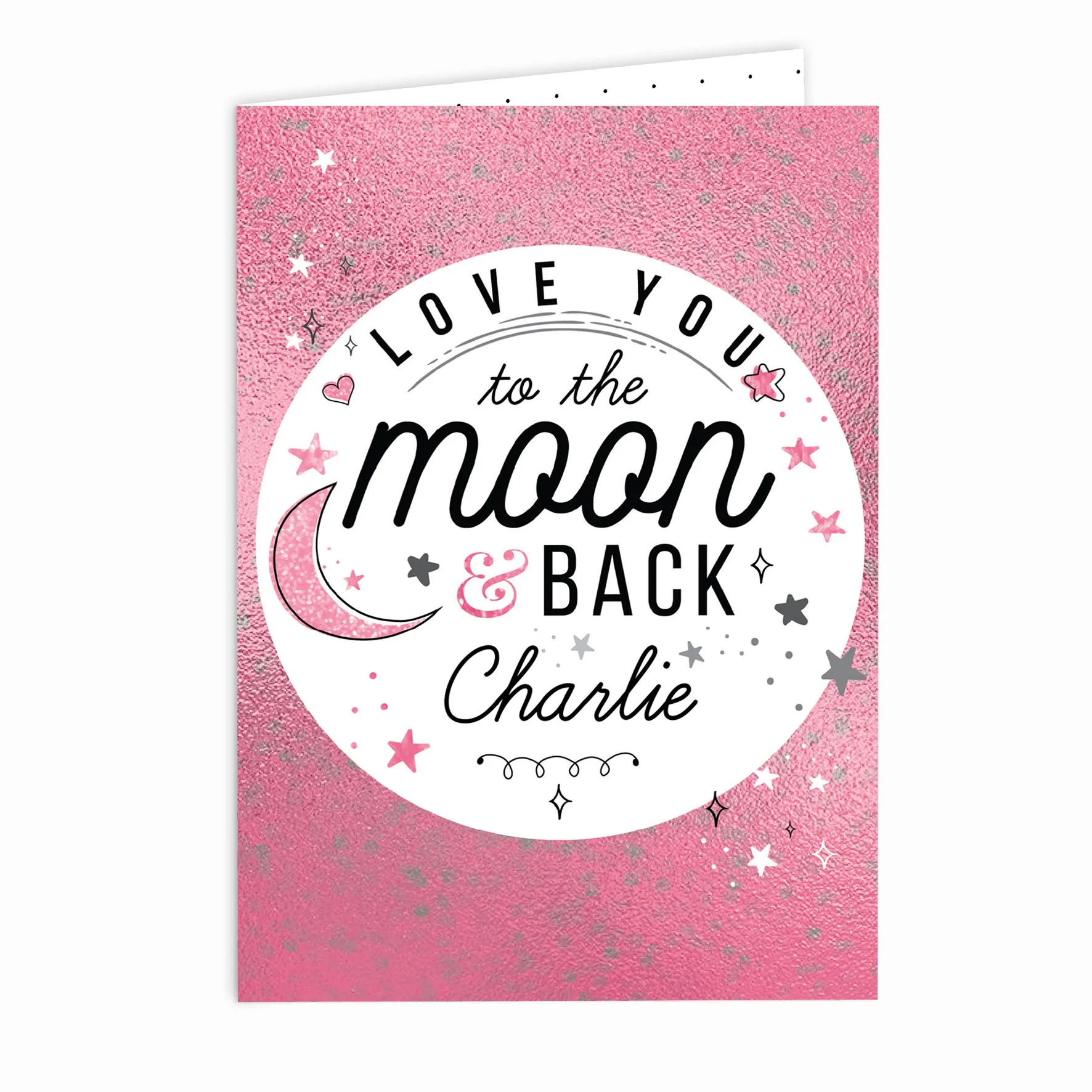 Personalised 'Love You To The Moon & Back' Pink Card - Image 5