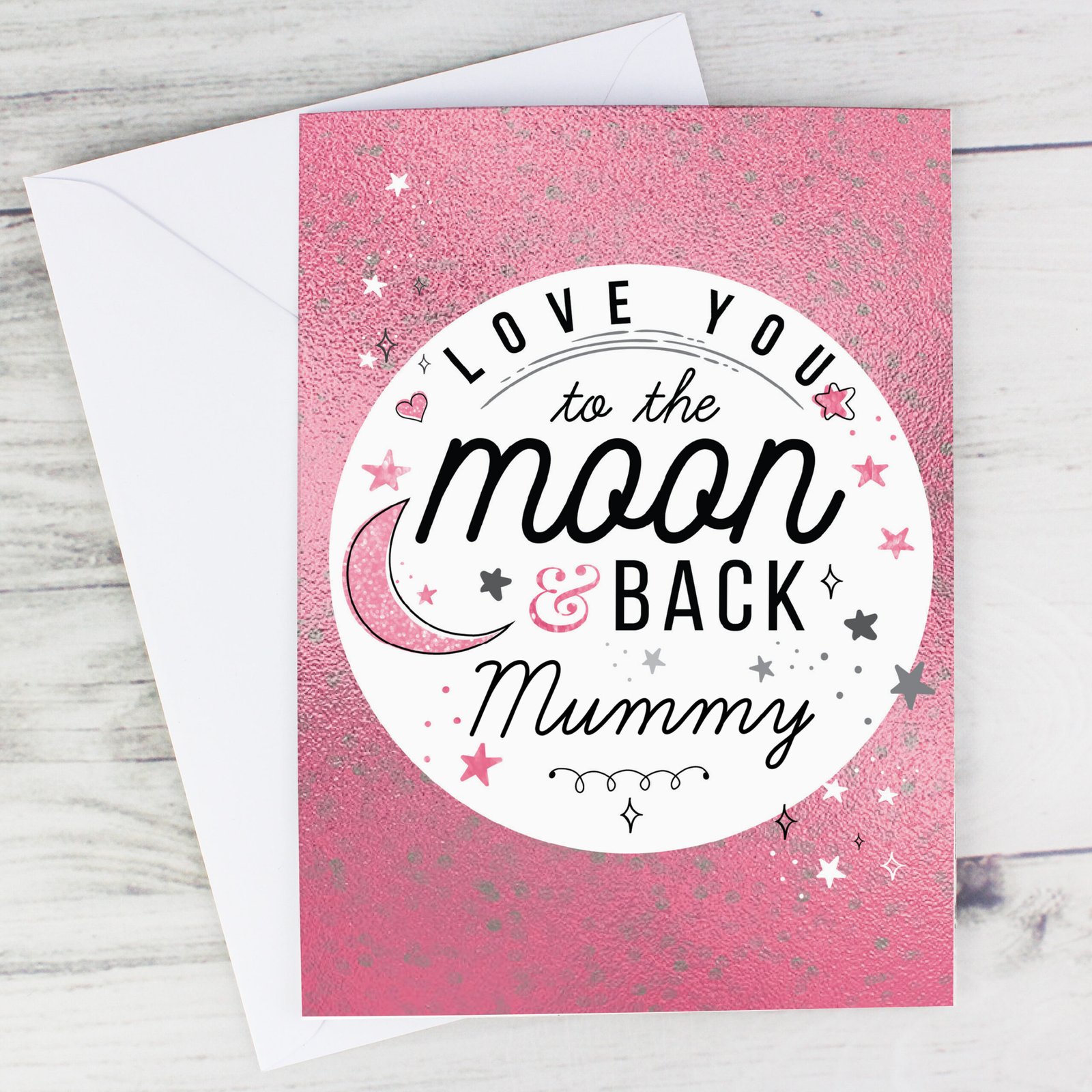 GC00685 Personalised 'Love You To The Moon & Back' Pink Card Personalised 'Love You To The Moon & Back' Pink Card - Image 1