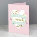 Personalised Any Message Floral Heart Design Card - Image 5