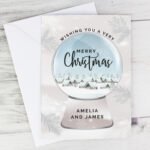 Personalised 'Wishing You A Very Merry Christmas' Snow Globe Design Card